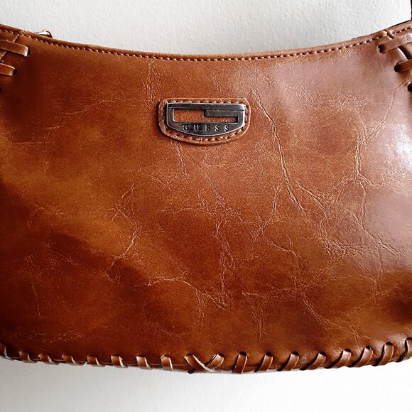 GUESS Shoulderbag with Buckles and Seam Stitch Accents in Cognac Brown - Picture 4 of 15